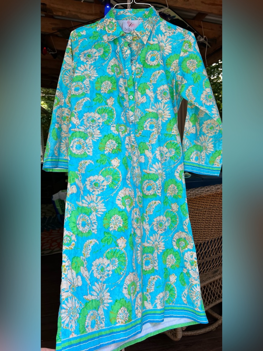 bella tu Turquoise Floral Midi Dress - Small cafton